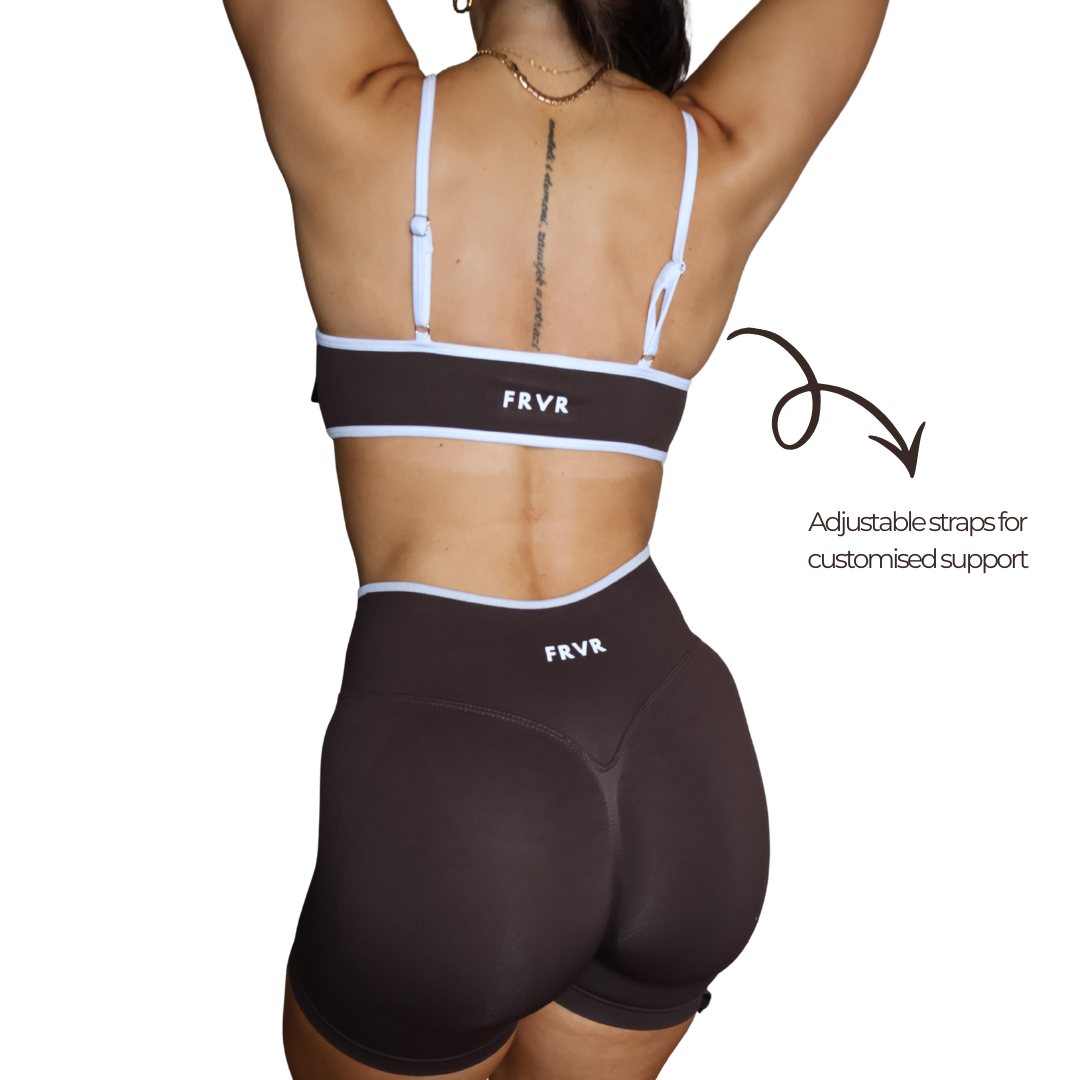 Womens sports bra with adjustable straps. 