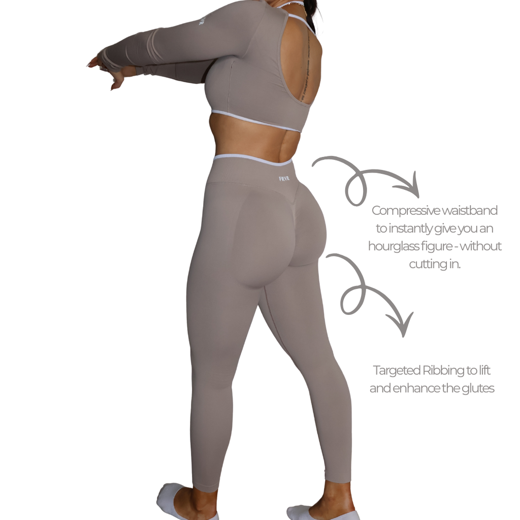 Womens leggings with glute sculpting and seamless fabric.